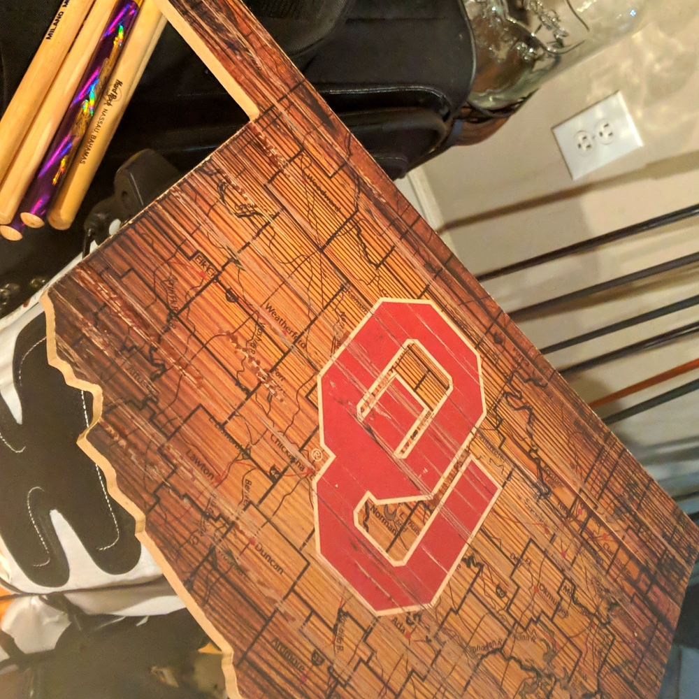 U of Oklahoma Retro Wooden State Sign